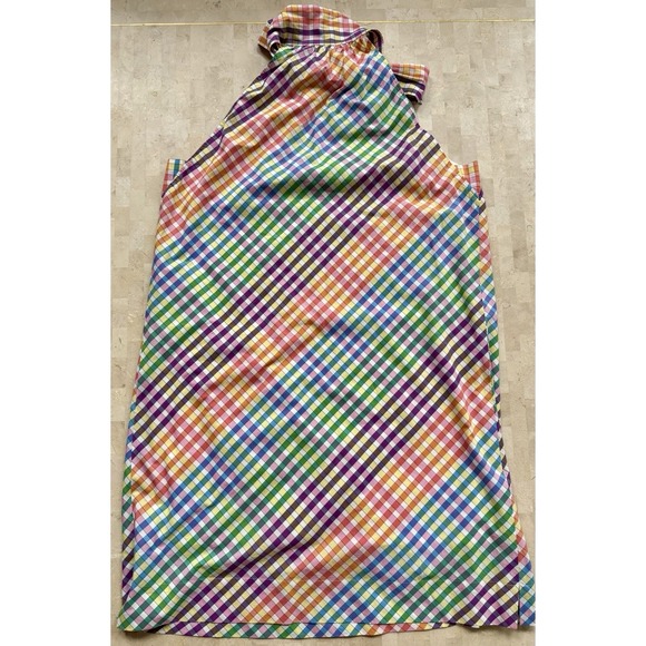 J.Crew Rainbow Plaid Halter Dress Size 16T Shift Bow Tie Neck Gingham Easter - Picture 9 of 9